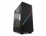 Sharkoon RGB FLOW  ATX Case, with Side Panel of Tempered Glass, without PSU, Tool-free, Illuminated Front Panel, Pre-Installed Fans: Front 1x120mm, 2x ARGB LED Strips, ARGB Controller, 2x3.5-/6x2.5-, 2xUSB3.0, 1xUSB2.0, 1xHeadphones, 1xMic, HDD/SSD Cage, 